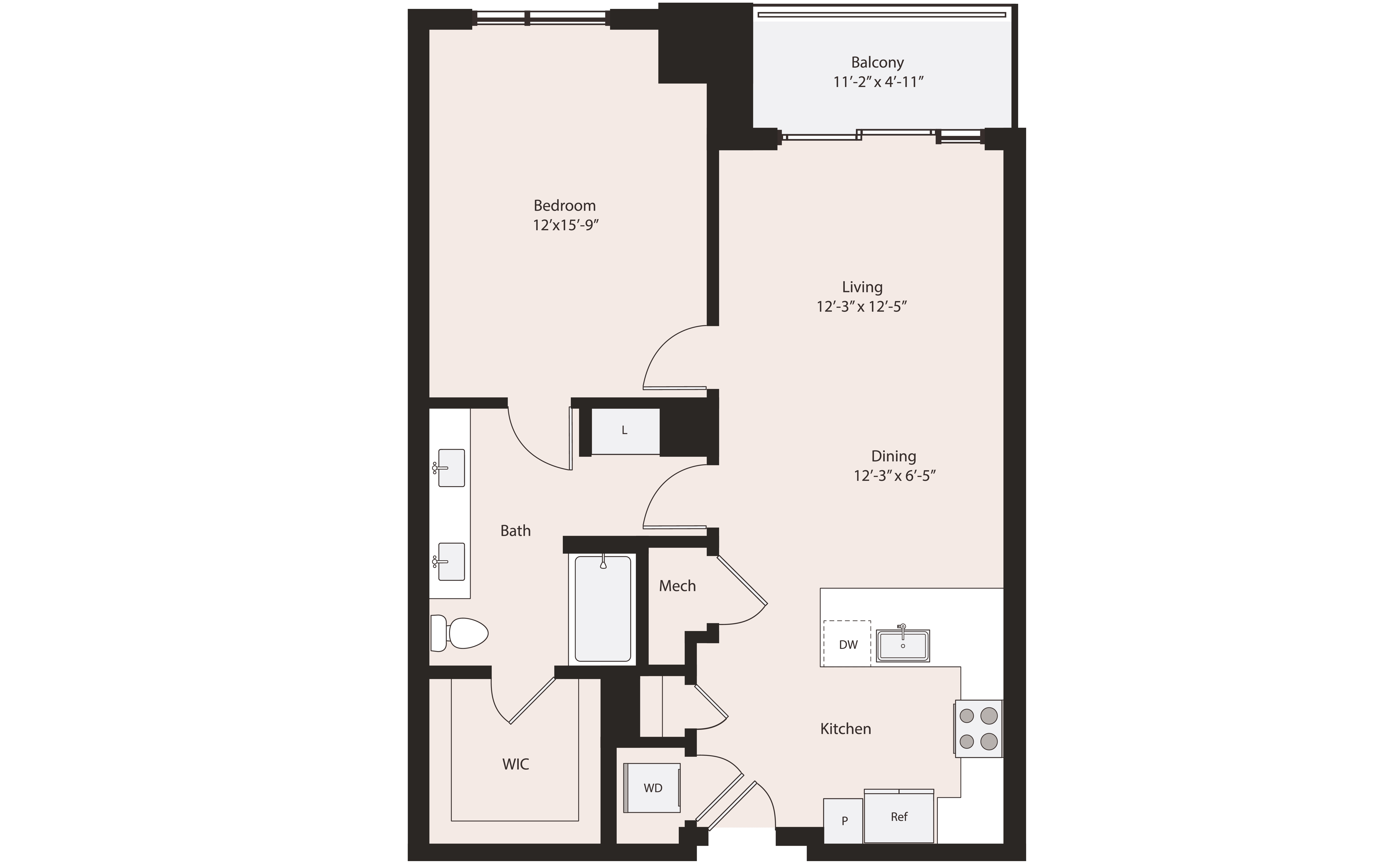 Floor plan layout diagram for A2-4